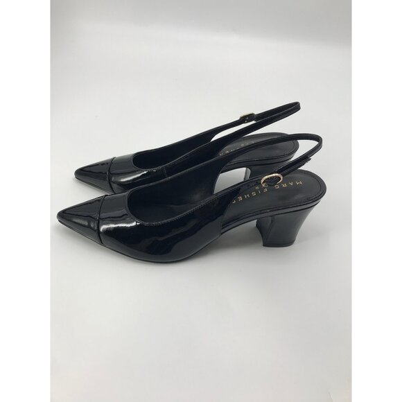 Marc Fisher Blakeley Slingback Pump Heel Black Patent Leather Size 7 NEW - Picture 4 of 7
